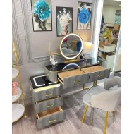 Bàn Trang Điểm Gương Đèn Led Nhập Khẩu  -NK01 Màu Ghi Bàn Trang Điểm Gương Đèn Led Nhập Khẩu  -NK01 Màu Ghi